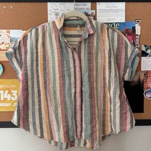 Madewell Hilltop Shirt in Rainbow Stripe Small
